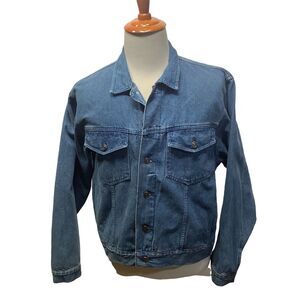 Express Denim Men's Jeans Jacket  Size Large Blue‎ Cotton Trucker Biker Vintage